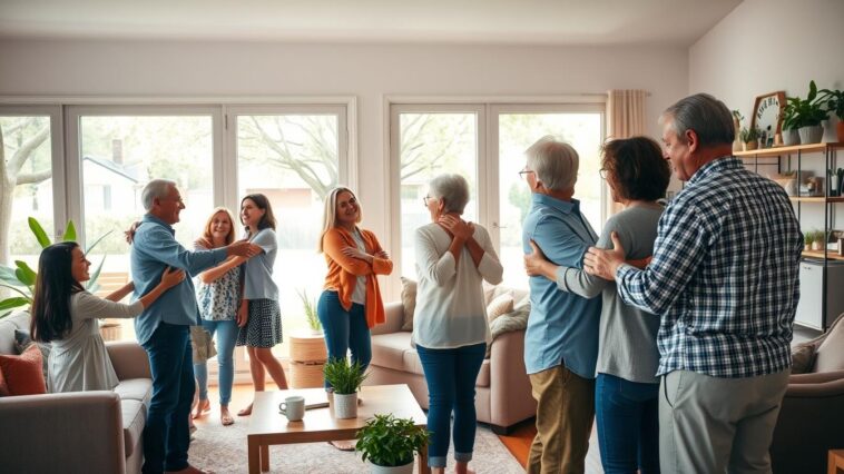 Freunde im Mehrgenerationenhaus willkommen heißen