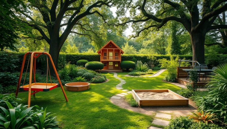 Spielbereiche im Garten für Kinder im Mehrgenerationenhaus